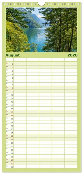 Produktbild: Familienplaner 2026 - Malerische Seen in Bayern mit 5 Spalten (Wandkalender, 21 x 45 cm) CALVENDO