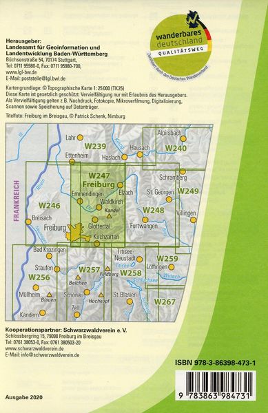 Produktbild: W247 Wanderkarte 1:25 000 Freiburg im Breisgau