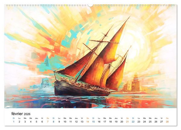 Produktbild: Sc&egrave;nes &eacute;piques de voiliers (Calendrier mural 2026 DIN A2 vertical) calendrier de bureau
