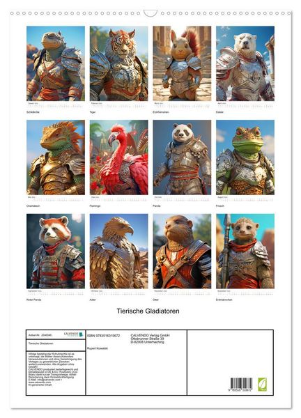 Produktbild: Tierische Gladiatoren (Wandkalender 2026 DIN A2 hoch), CALVENDO Monatskalender