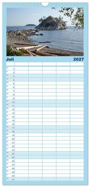 Produktbild: Familienplaner 2027 - Kanadas Westen - Berge und Wasser mit 5 Spalten (Wandkalender, 21 x 45 cm) CALVENDO