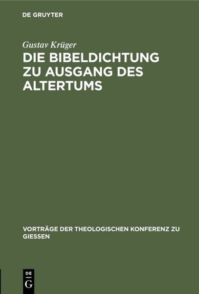 Produktbild: Die Bibeldichtung zu Ausgang des Altertums