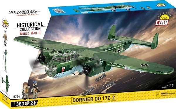 Produktbild: COBI Historical Collection 5754 - Dornier Do17 Z-2, WWII, Flugzeug, Bomber, Bausatz, 1:32, 1383 Klemmbausteine