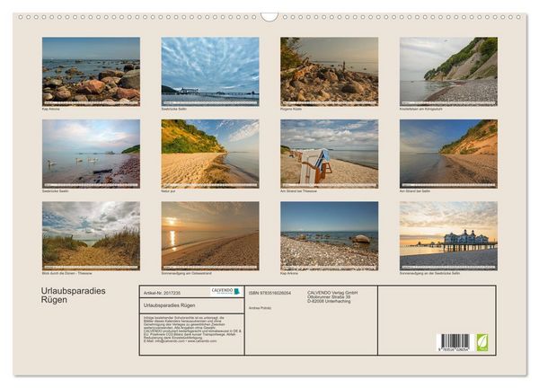 Produktbild: Urlaubsparadies R&uuml;gen (Wandkalender 2026 DIN A2 quer), CALVENDO Monatskalender