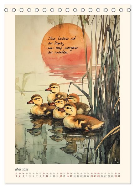 Produktbild: Liebenswerte Tierillustrationen (Tischkalender 2026 DIN A5 hoch), CALVENDO Monatskalender