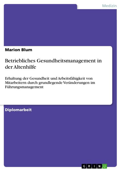 Produktbild: Betriebliches Gesundheitsmanagement in der Altenhilfe