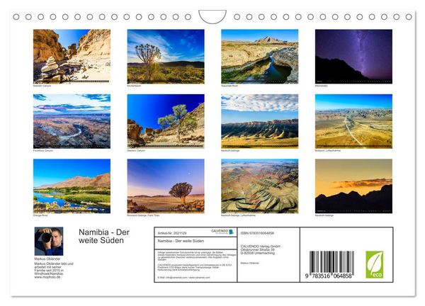 Produktbild: Namibia - Der weite S&uuml;den (Wandkalender 2026 DIN A4 quer), CALVENDO Monatskalender