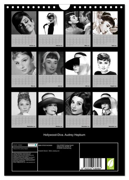 Produktbild: Hollywood-Diva. Audrey Hepburn (Wandkalender 2026 DIN A4 hoch), CALVENDO Monatskalender