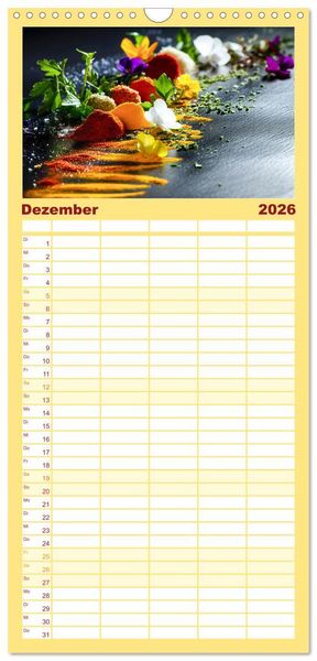 Produktbild: Familienplaner 2026 - K&uuml;chenkalender Gew&uuml;rzwelt mit 5 Spalten (Wandkalender, 21 x 45 cm) CALVENDO
