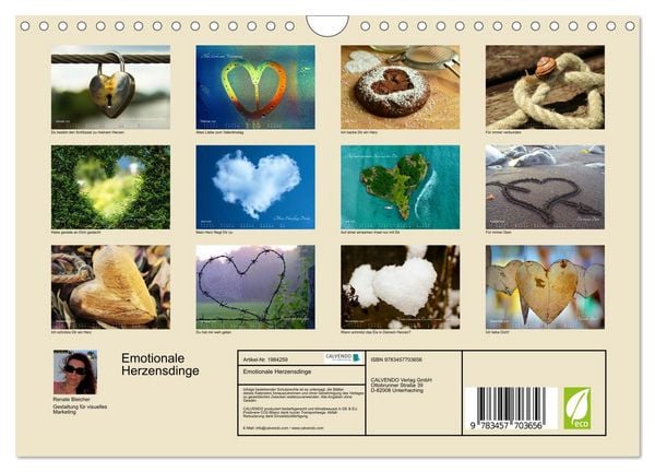 Produktbild: Emotionale Herzensdinge (Wandkalender 2026 DIN A4 quer), CALVENDO Monatskalender