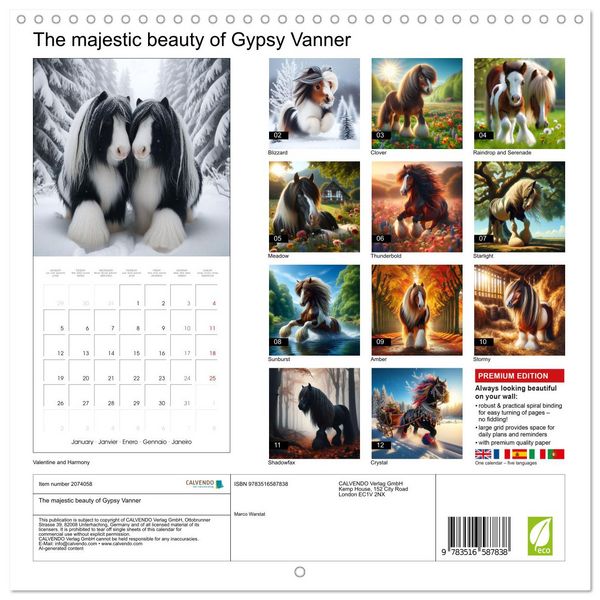 Produktbild: The majestic beauty of Gypsy Vanner (Wall Calendar 2026 12 &times; 12 Inch) CALVENDO 12 Month Wall Calendar