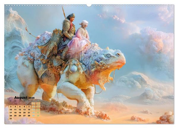 Produktbild: Ritte auf Fantasiekreaturen - Durch W&uuml;stenlandschaft (Wandkalender 2026 DIN A2 quer), CALVENDO Monatskalender