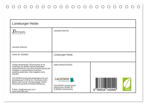 Produktbild: L&uuml;neburger Heide (Tischkalender 2026 DIN A5 quer), CALVENDO Monatskalender