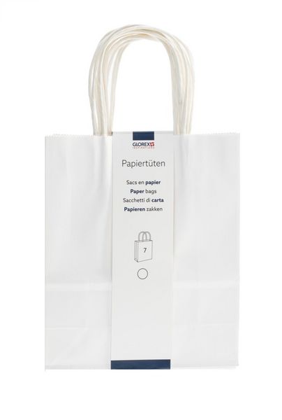 Produktbild: Papiertragetasche, Kordelgriff 18x21x8cm, weiss, 7St