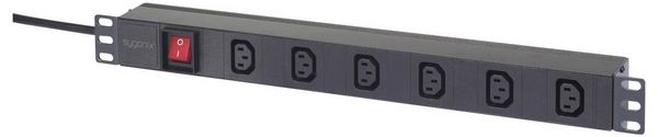 Produktbild: Sygonix SY-6736980 Steckdosenleiste 19 Zoll 6fach Schwarz Schutzkontakt 1St.