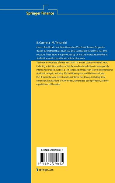 Produktbild: Interest Rate Models: an Infinite Dimensional Stochastic Analysis Perspective