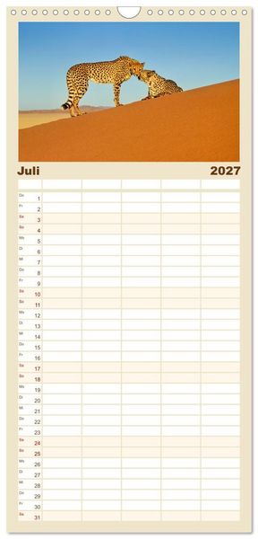 Produktbild: Familienplaner 2027 - Namibias faszinierende Tierwelt mit 5 Spalten (Wandkalender, 21 x 45 cm) CALVENDO