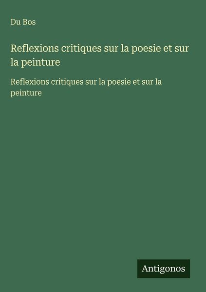 Produktbild: Reflexions critiques sur la poesie et sur la peinture