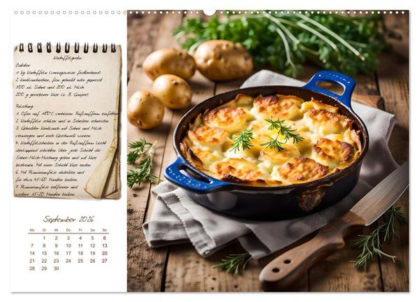 Produktbild: Kartoffelzeit - Zw&ouml;lf klassische KI Kartoffelgerichte mit Rezept (Wandkalender 2026 DIN A2 quer), CALVENDO Monatskalender