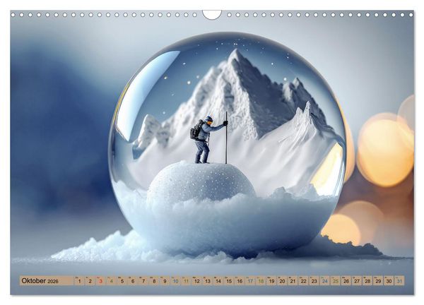 Produktbild: Miniaturwelt in der Glaskugel (Wandkalender 2026 DIN A3 quer), CALVENDO Monatskalender