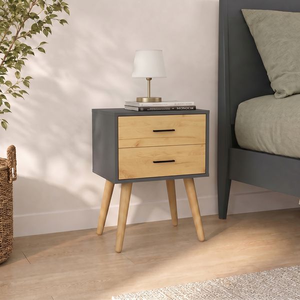 Produktbild: Nachttisch mit 2 Schublade 45x30x56 cm Singol XXL