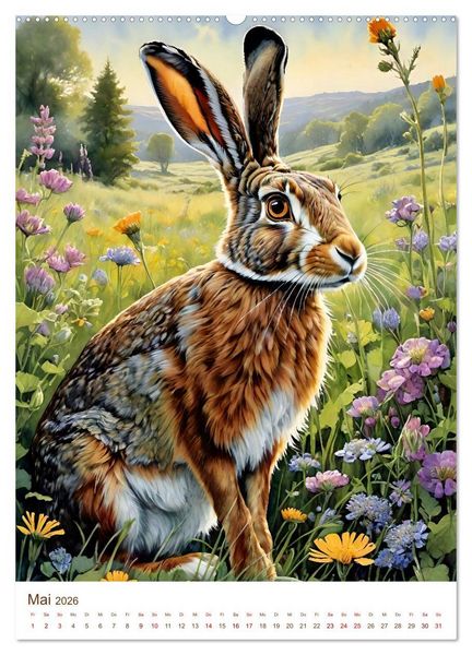 Produktbild: Heimische Wildtiere 2026 (Wandkalender 2026 DIN A2 hoch), CALVENDO Monatskalender