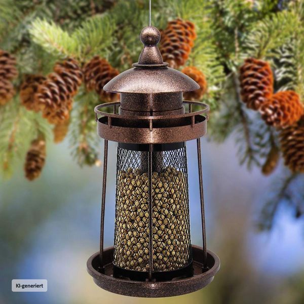 Produktbild: HTI-Living Vogelfutterspender Nessa Leuchtturm Metallic Gold