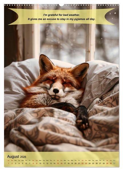 Produktbild: A year of greatfullness with funny animals (High Quality Premium Wall Calendar 2026 DIN A2 portrait),CALVENDO 12 Month Wall Calendar