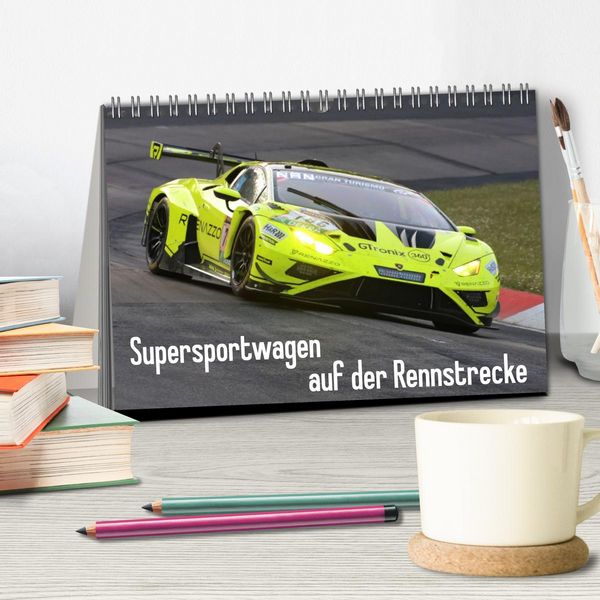 Produktbild: Supersportwagen auf der Rennstrecke (Tischkalender 2026 DIN A5 quer), CALVENDO Monatskalender