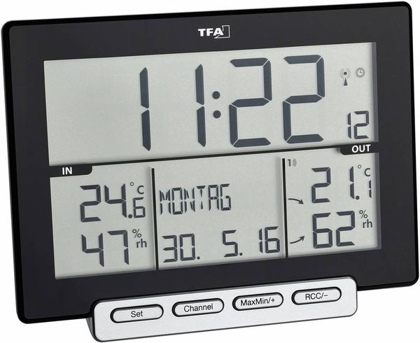 Produktbild: TFA Dostmann Trinity Funk-Thermo-/Hygrometer Schwarz 30.3058.01