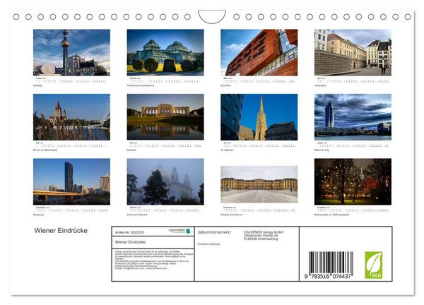 Produktbild: Wiener Eindr&uuml;cke (Wandkalender 2026 DIN A4 quer), CALVENDO Monatskalender