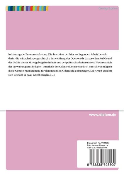 Produktbild: Die wirtschaftliche Entwicklung des Odenwaldes