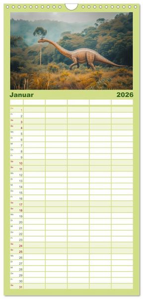 Produktbild: Familienplaner 2026 - Giganten der Urzeit mit 5 Spalten (Wandkalender, 21 x 45 cm) CALVENDO