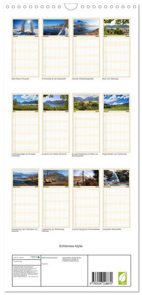 Produktbild: Familienplaner 2026 - Schliersee-Idylle mit 5 Spalten (Wandkalender, 21 x 45 cm) CALVENDO