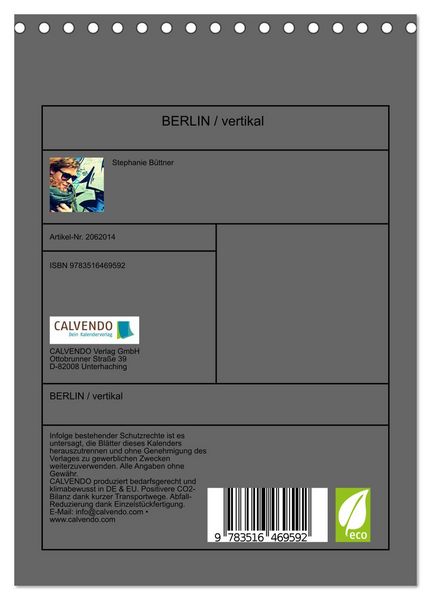 Produktbild: BERLIN / vertikal (Tischkalender 2026 DIN A5 hoch), CALVENDO Monatskalender