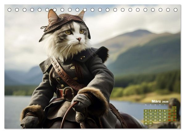 Produktbild: Schottische Katzenhelden (Tischkalender 2026 DIN A5 quer), CALVENDO Monatskalender