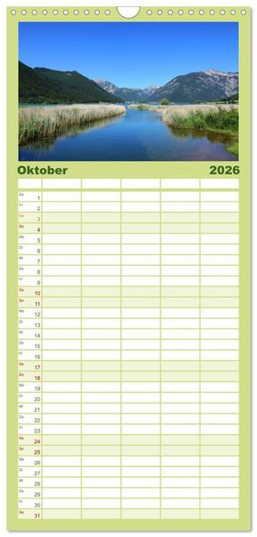 Produktbild: Familienplaner 2026 - ACHENSEE Impressionen mit 5 Spalten (Wandkalender, 21 x 45 cm) CALVENDO