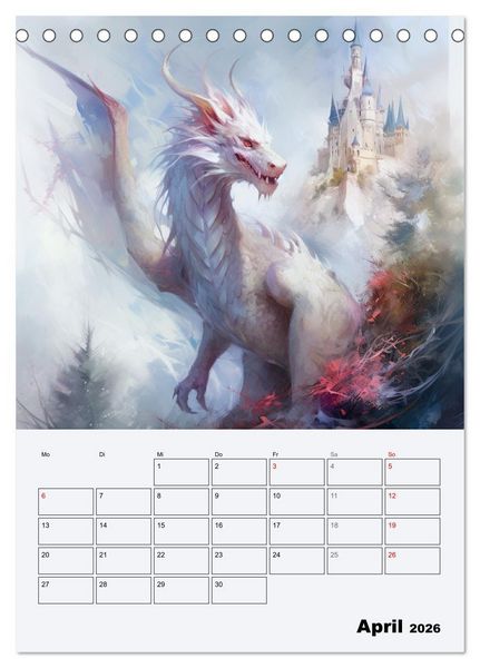 Produktbild: Drachenland. Gef&uuml;rchtete Fabelwesen im Gotik-Stil (Tischkalender 2026 DIN A5 hoch), CALVENDO Monatskalender