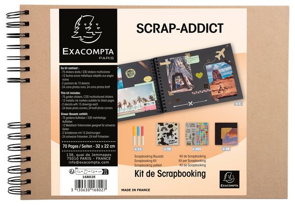Produktbild: Set Scrapbooking, Album 32x22cm, Kraft, Scrap' Addict
