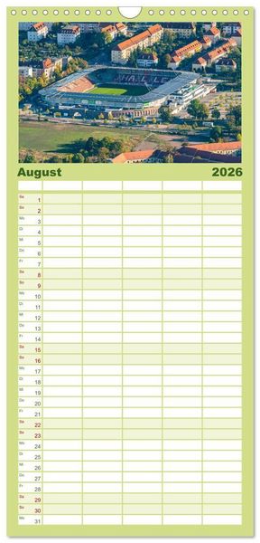 Produktbild: Familienplaner 2026 - Halle an der Saale von oben mit 5 Spalten (Wandkalender, 21 x 45 cm) CALVENDO