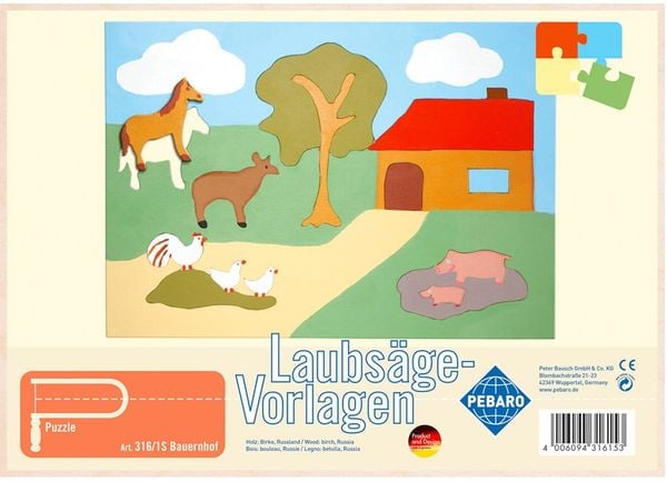 Produktbild: PEBARO 316/1S - Laubs&auml;gevorlage Bauernhof, 1 Platte, Gr&ouml;&szlig;e DIN A4