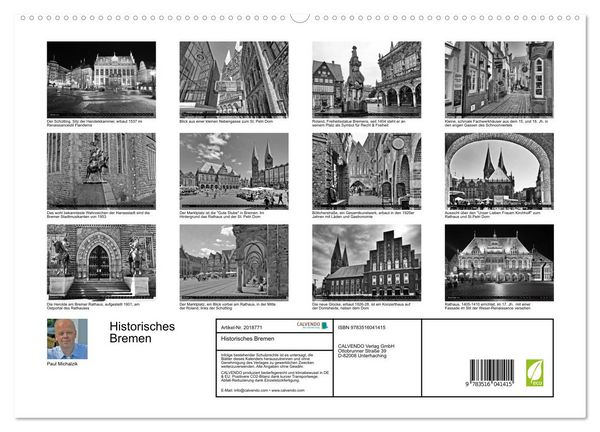 Produktbild: Historisches Bremen (hochwertiger Premium Wandkalender 2026 DIN A2 quer), Kunstdruck in Hochglanz