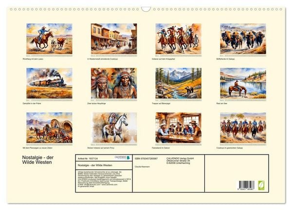 Produktbild: Nostalgie - der Wilde Westen (Wandkalender 2026 DIN A2 quer), CALVENDO Monatskalender