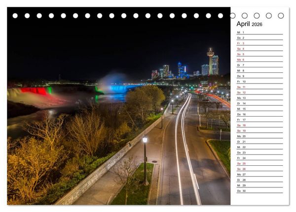 Produktbild: NIAGARAF&Auml;LLE Idyllische Impressionen bei Tag und Nacht (Tischkalender 2026 DIN A5 quer), CALVENDO Monatskalender