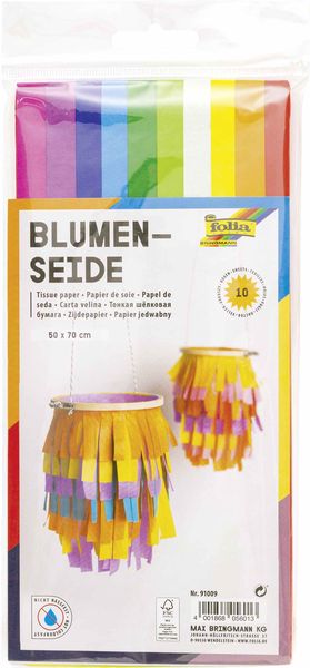 Folia Blumenseide 20g/m², 50x70cm, 10 Bogen, farbig sortiert
