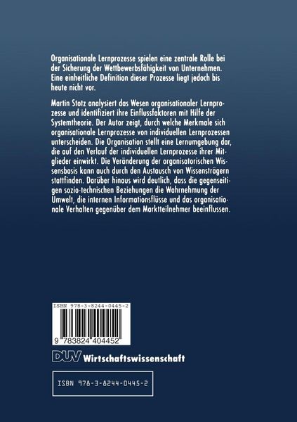 Produktbild: Organisationale Lernprozesse