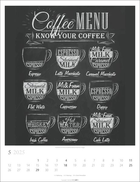 'Coffee Love Kalender 2025' - 'Wandkalender'