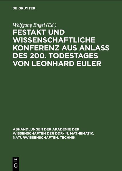 Produktbild: Festakt und Wissenschaftliche Konferenz aus Anla&szlig; des 200. Todestages von Leonhard Euler