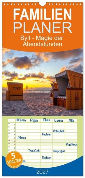 Produktbild: Familienplaner 2027 - Sylt - Magie der Abendstunden mit 5 Spalten (Wandkalender, 21 x 45 cm) CALVENDO