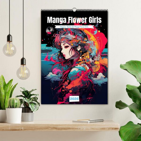 Produktbild: Manga Flower Girls (Wandkalender 2026 DIN A2 hoch), CALVENDO Monatskalender